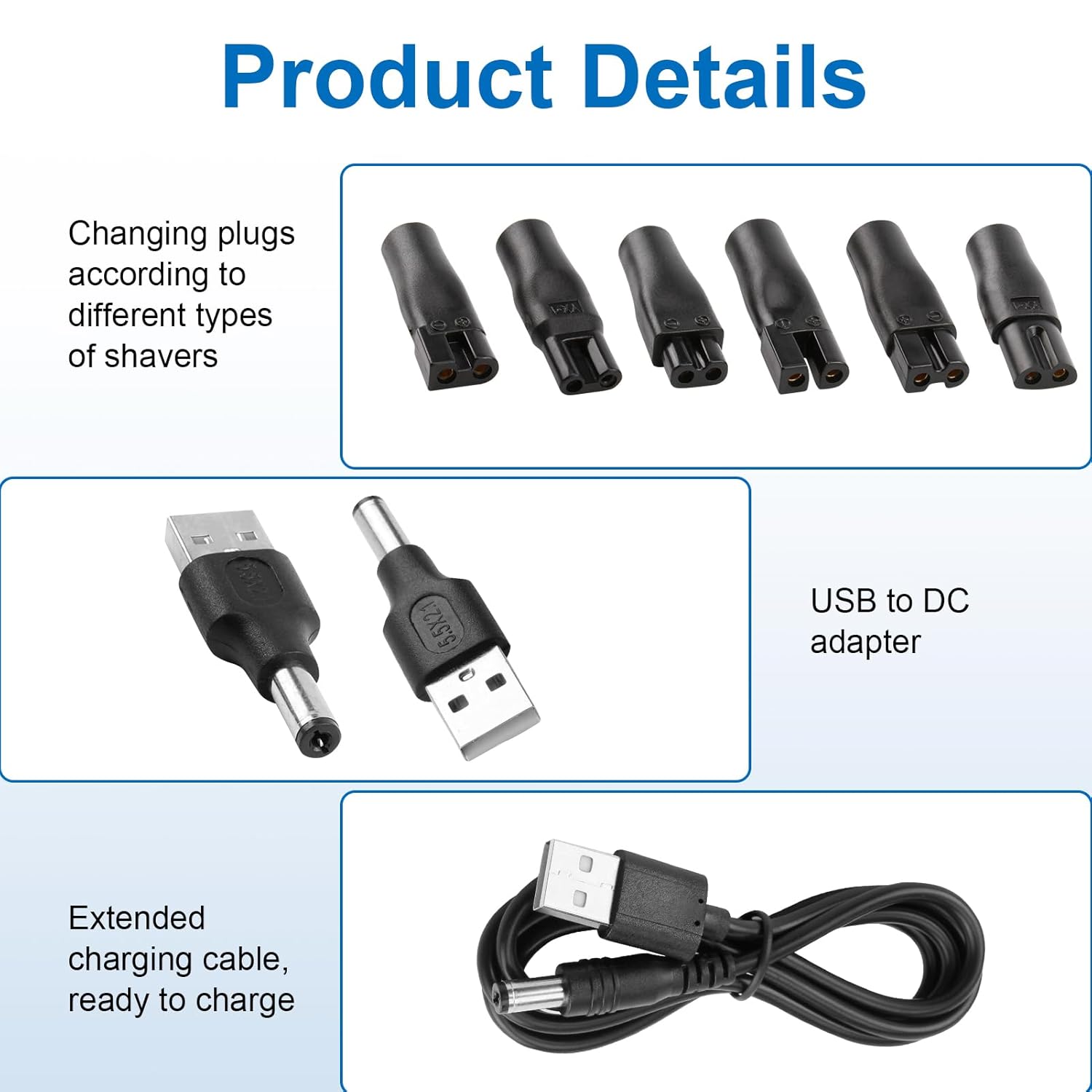 8 PCS Power Cord 5V Replacemen - огляд і ціна Beard Trimmer