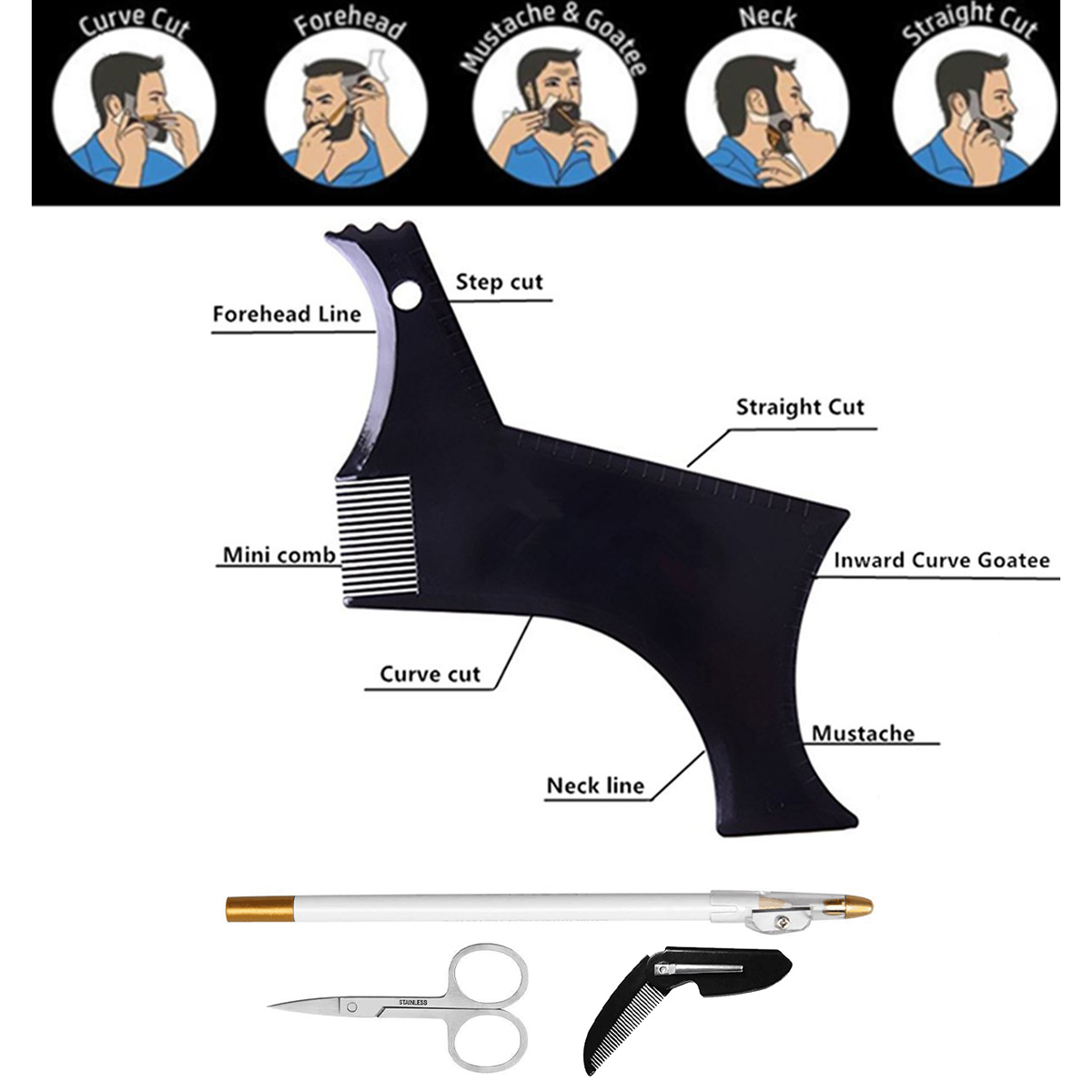 4Pcs Set Beard Shaping Kit Mul - огляд і ціна Beard Trimmer